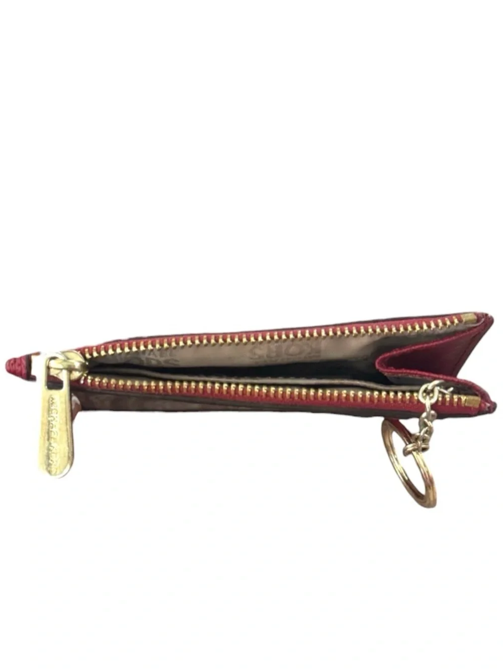 Michael Kors Jet Set Travel SM Coin ID Card Key Holder Wallet Cherry